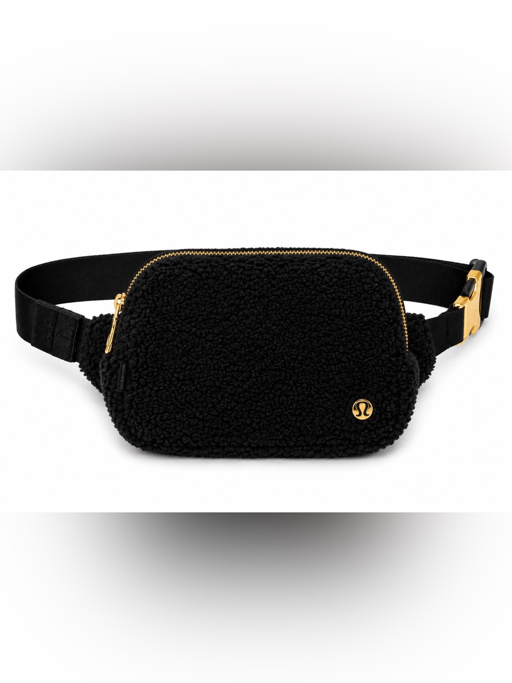lululemon athletica Black Sherpa Belt Bag with Gold Hardware CT